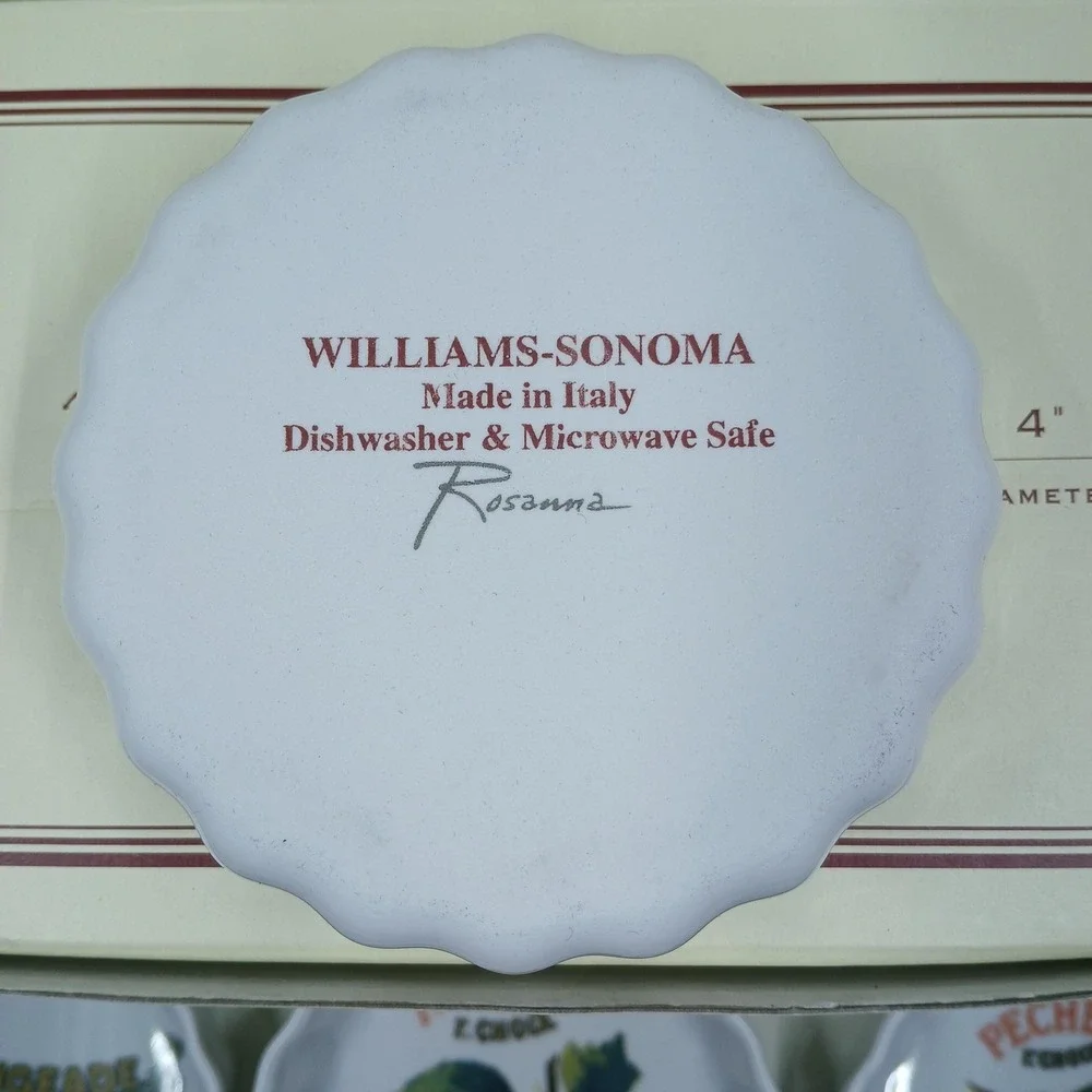 Williams-Sonoma Harvest Market Ramekins Set Of 6 White Fruit 4‎ In Italy Ceramic